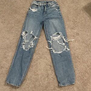 American Eagle Outfitters Distressed Boyfriend Jeans - Light Blue Wash